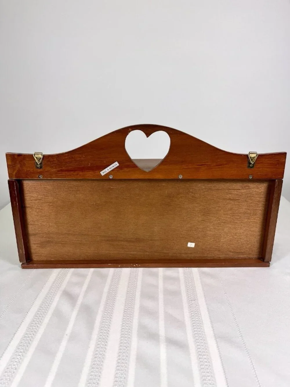 Vintage Country Heart Cutout Wooden Wall Cabinet Shelf Cottagecore Rustic Boho